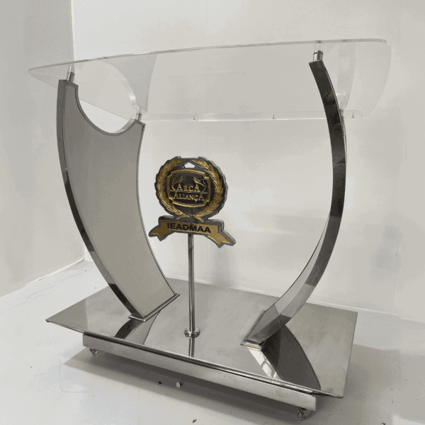 Púlpito de Aço Inox Neemias com Acrílico e Logomarca em Relevo - Image 5