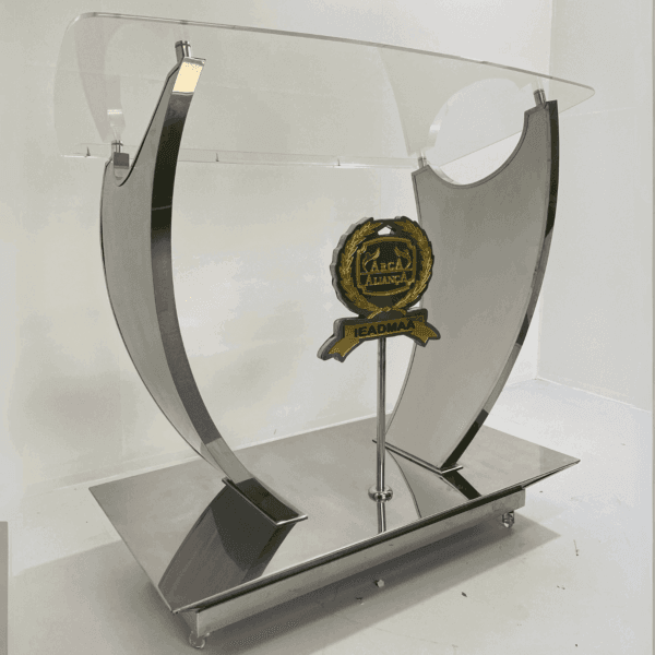 Púlpito de Aço Inox Neemias com Acrílico e Logomarca em Relevo - Image 4