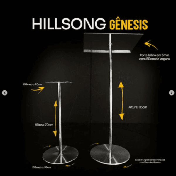 Púlpito Hillsong e Mesa Gênesis de Aço Inox e Acrílico - Image 2