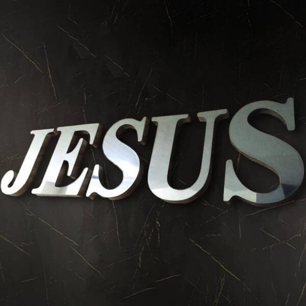 Letreiro Jesus em Aço Inox 50cm