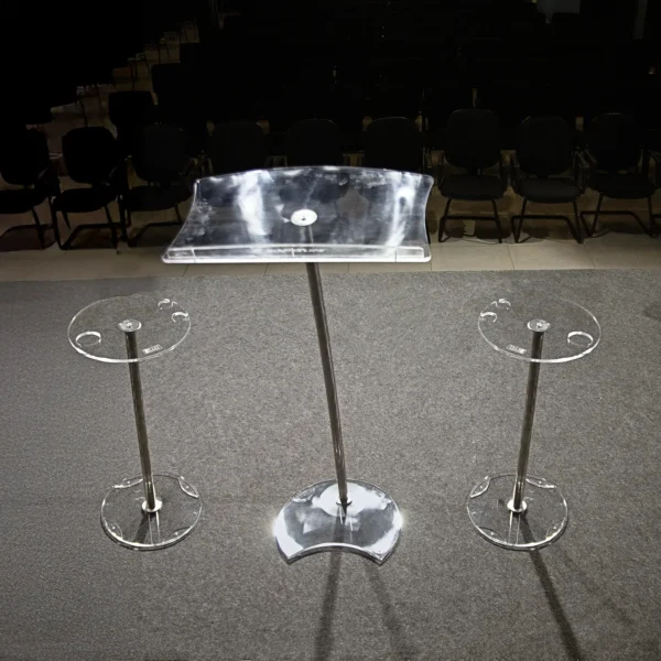 Púlpito Hillsong Com Duas Mesa Clean de Aço Inox e Acrílico - Image 3