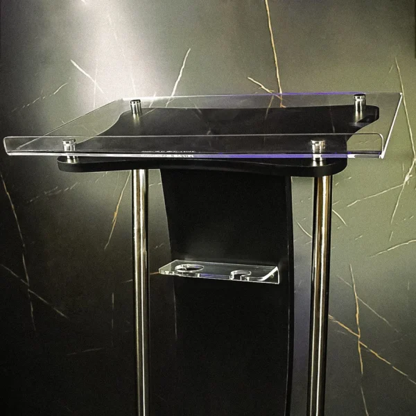 Púlpito de Madeira Marcos com Aço Inox com Logomarca e LED - Image 3