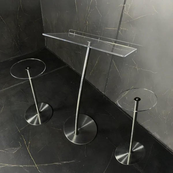 Púlpito Hillsong com Duas Mesas Slim em Aço Inox e Acrílico